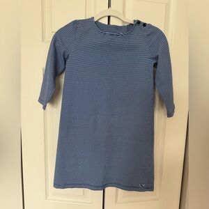 Vineyard Vines Blue and White Striped Quarter Sleeve Shift Dress with Stretch